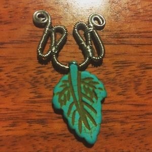 Turquoise Howlite Leaf Pendant - Handmade Wirewrap